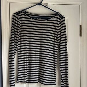 J. Crew Navy and Grey Striped Long Sleeve Top